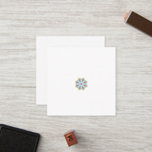 a blue and brown flower with a red center loyalty card
