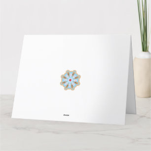 a blue and brown flower with a red center thank you card