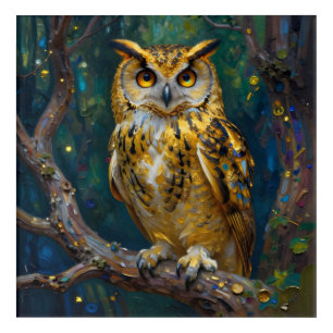 A Blue and Gold Majestic Owl Acrylic Print
