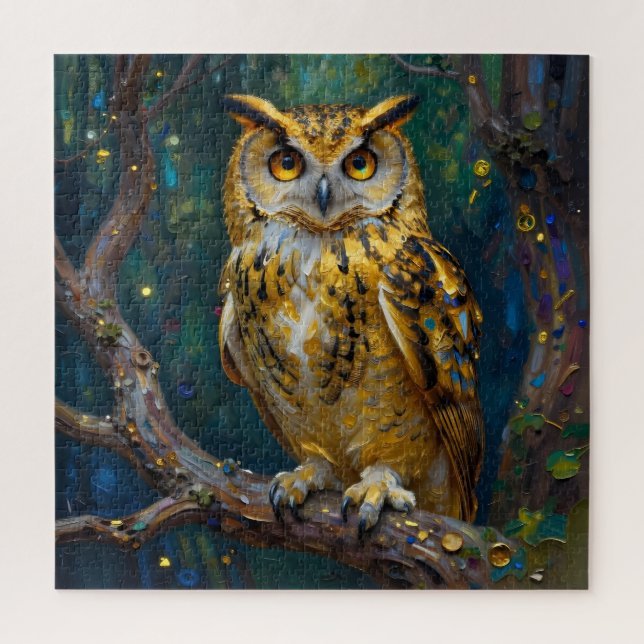 A Blue and Gold Majestic Owl   Jigsaw Puzzle (Vertical)