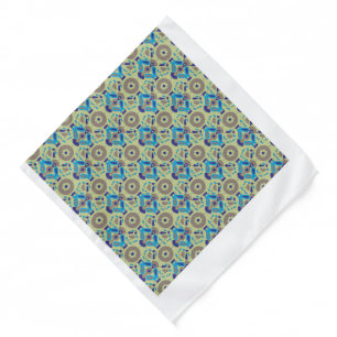 a blue and green pattern on a green background bandana