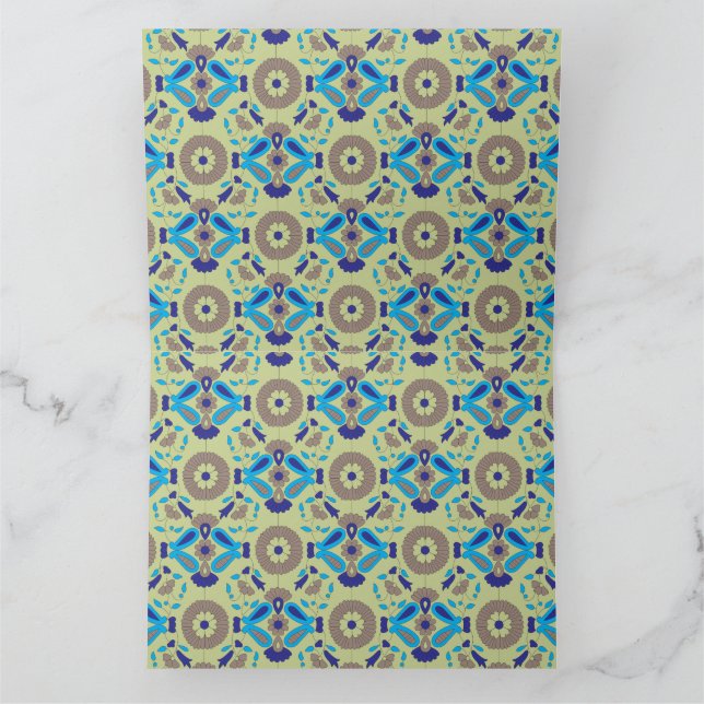 a blue and green pattern on a green background thank you card (Inside)