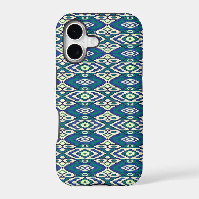 a blue and green pattern with a white background iphone case (Back)