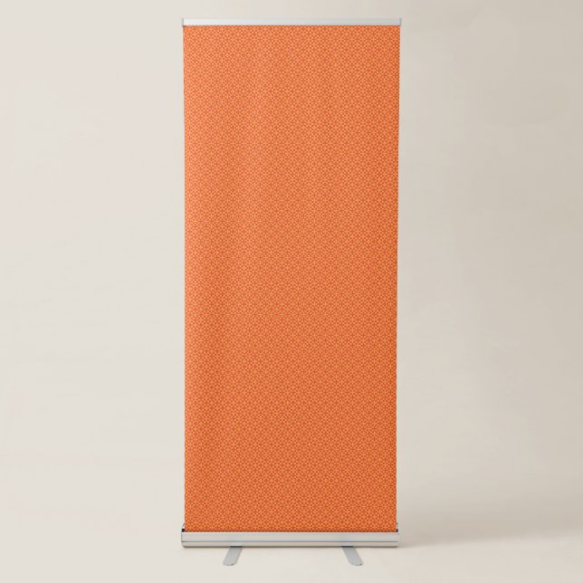 a blue and green pattern with a white background retractable banner (Front)