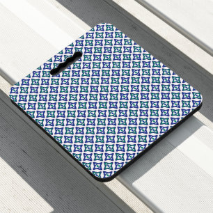 a blue and green pattern with a white background seat cushion