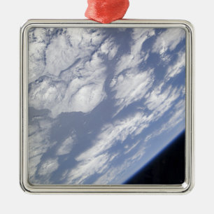 A blue and white part of Earth Metal Ornament