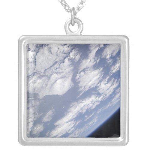 A blue and white part of Earth Silver Plated Necklace