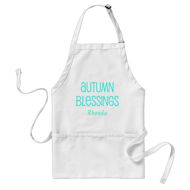 A blue autumn blessing adult apron (Front)
