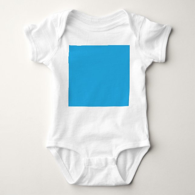 a blue background with a baby bodysuit (Front)