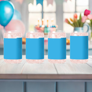a blue background with a black and white cat can glass