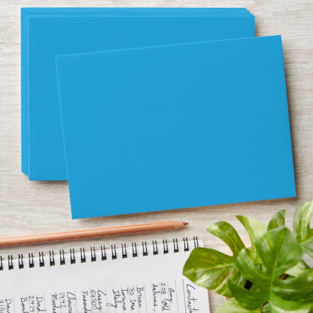 a blue background with a black and white cat envelope (Stacked)