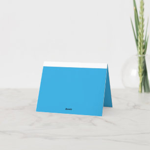a blue background with a black and white cat letterpress thank you card
