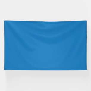 a blue background with a black and white clock banner