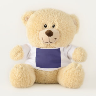 a blue background with a clock on it teddy bear