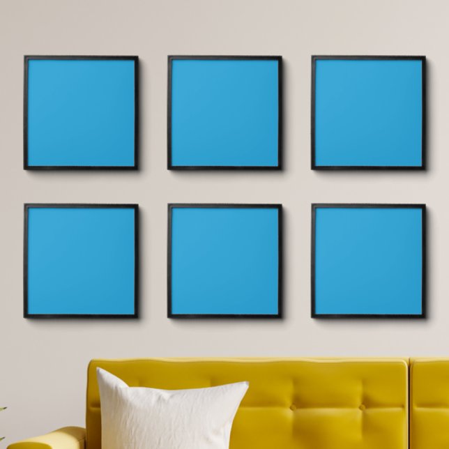 a blue background with a peel and stick photo tile (Living Room)