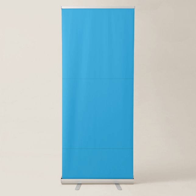 a blue background with a retractable banner (Front)