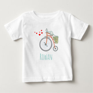 A Blue Cat on a Red Vintage Bicycle Baby T-Shirt