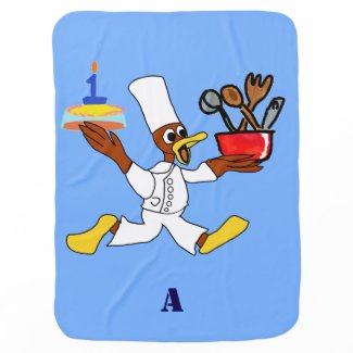 A Blue Chef Ducky Kazoo Popcorn Anime Baby Blanket