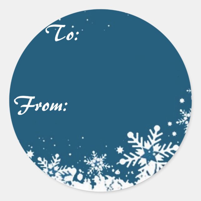 A blue Christmas (gift tag) Classic Round Sticker (Front)