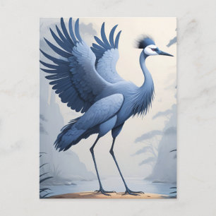 A Blue Crane Standing with Wings Spread Postcard