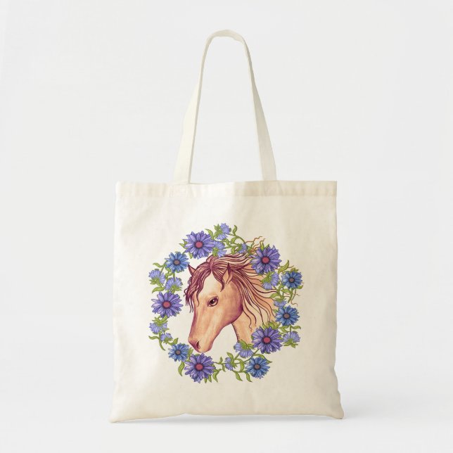 A Blue Daisy Horse Tote Bag (Front)