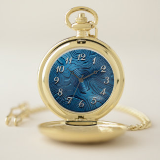 A Blue Dial With Silver Style Numerals Pocket Watch