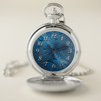 A Blue Dial With Silver Style Numerals Pocket Watch