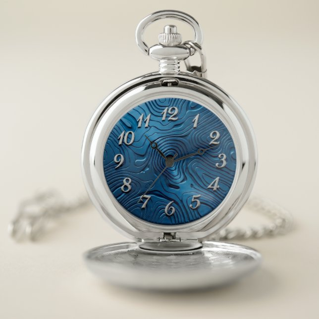 A Blue Dial With Silver Style Numerals  Pocket Watch (Inside)