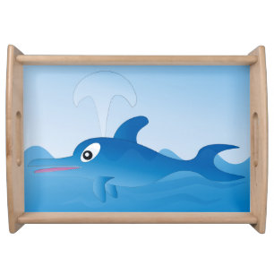 A blue dolphin serving tray