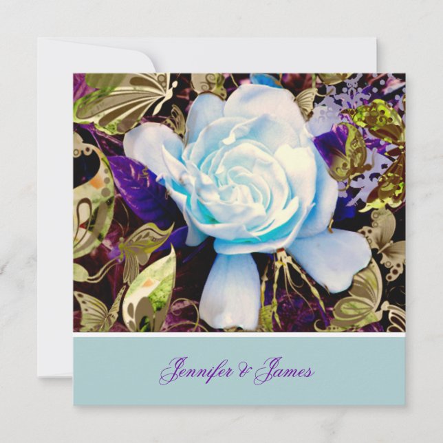 A Blue Gardenia Wedding Invitation (Front)