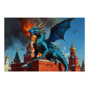 A Blue & Gold Dragon Visits Moscow Poster
