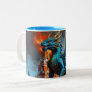 A Blue & Gold Dragon Visits Moscow Two-Tone Coffee Mug
