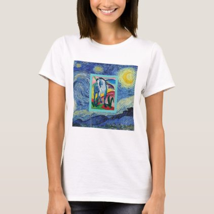 A Blue Horse In The Starry Night T-Shirt