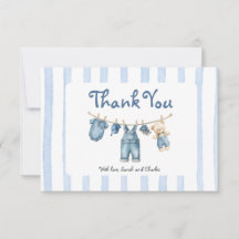 A Blue Jean Baby Baby Shower Boy Thank You Card