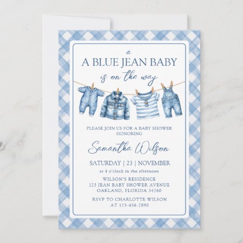 A Blue Jean Baby On The Way Baby Shower Invitation