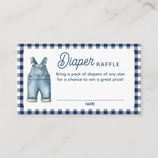A Blue Jean Baby Shower Diaper Raffle Card (Front)