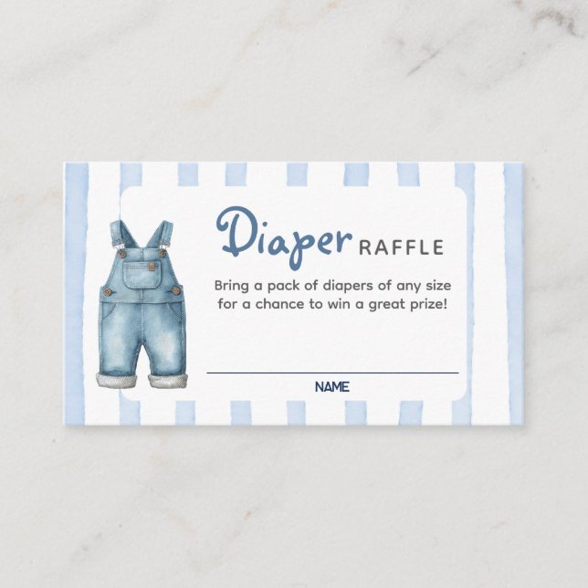 A Blue Jean Baby Shower Diaper Raffle Card (Front)