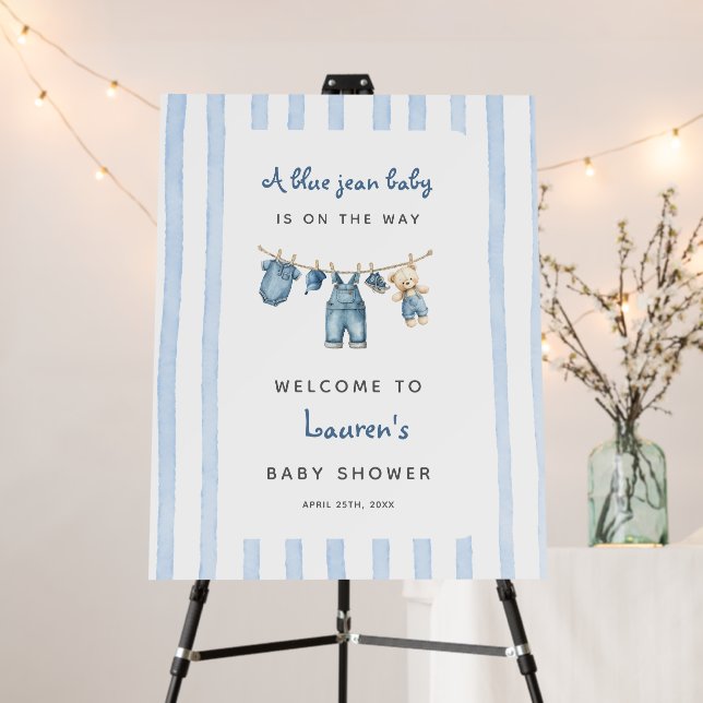 A Blue Jean Baby Shower Welcome Sign (In Situ (Stand))