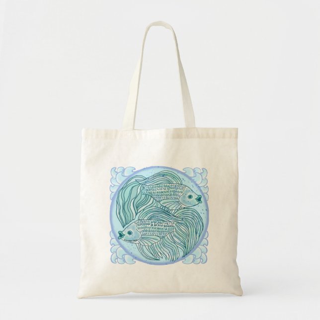 A Blue Koi Fish tote bag (Front)