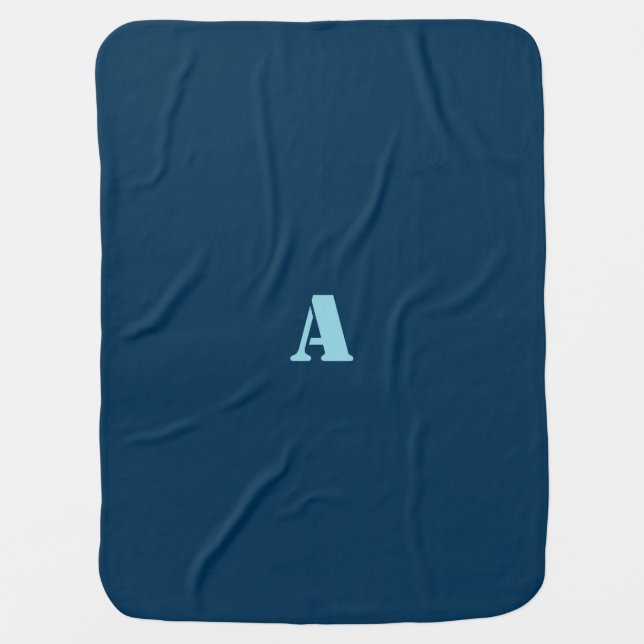 A Blue Monogram Dark Blue Baby Blanket (Front)