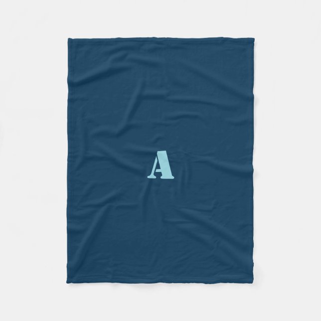 A Blue Monogram Dark Blue Fleece Blanket (Front)