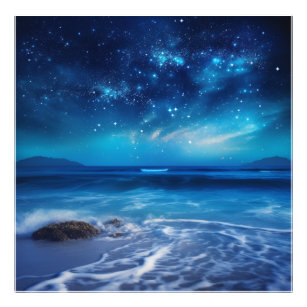 A blue ocean journey beneath a starry sky. photo print