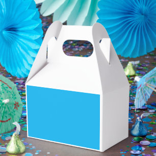 a blue sky with a plane favor boxes
