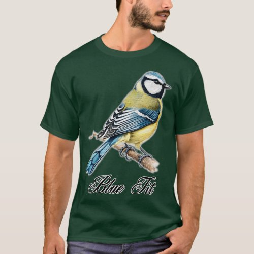 a blue tit is sitting on a branch T_Shirt