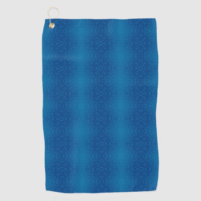 A blue towel with a subtle dotted pattern hangs  (Front)