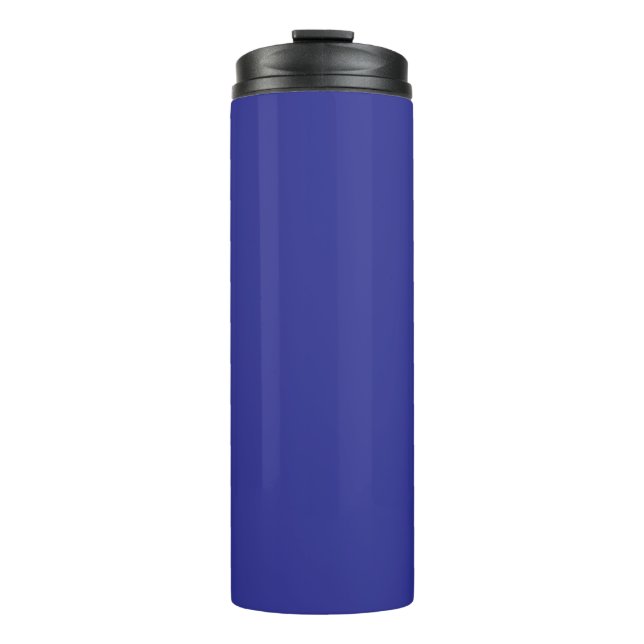 a blue wall with a clock on it thermal tumbler (Front)