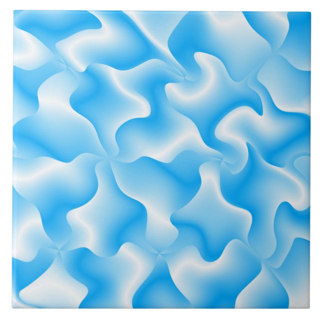 A blue & white groovy modern tiles design (Front)