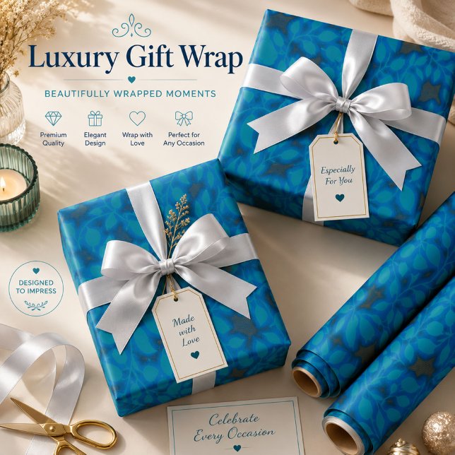 A blue wrapping paper with a creative arts pattern (Creator Uploaded)