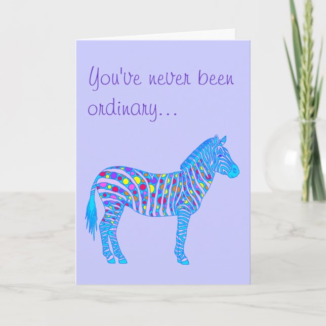 A Blue Zebra Dots Never Ordinary Worlds Best Mom Card (Front)