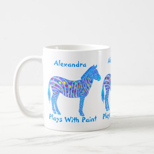 A Blue Zebra Dots Stripes Plays With Paint Cute Coffee Mug